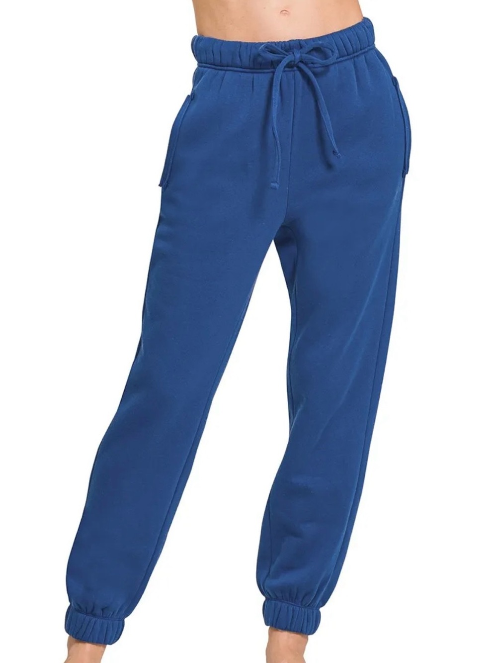 Zenana Blue Drawstring Jogger Pants for Women- Comfortable Casual Wear